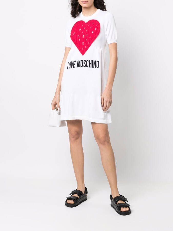 Love Moschino T-shirtjurk met logoprint Wit