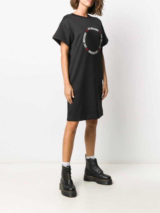 Love Moschino T-shirtjurk met logoprint Zwart