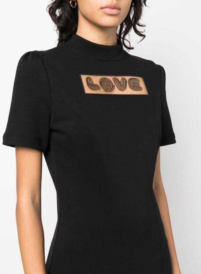 Love Moschino T-shirtjurk met tekst Zwart