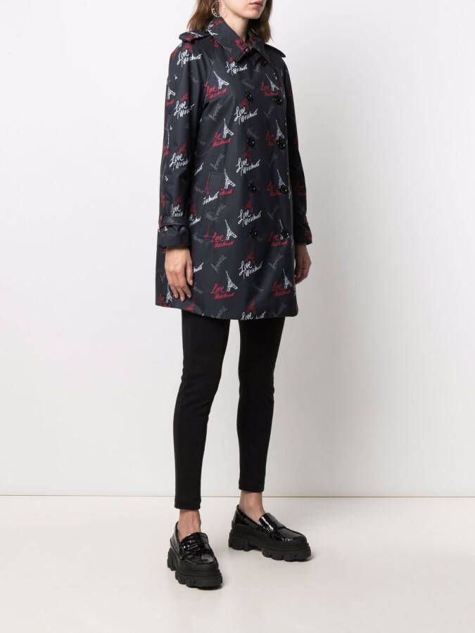 Love Moschino Trenchcoat met print Zwart