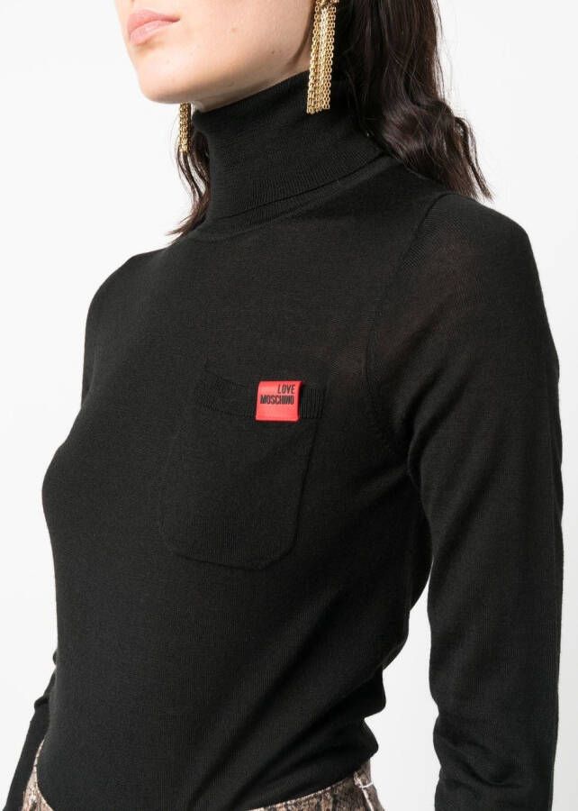 Love Moschino Trui met logopatch Zwart