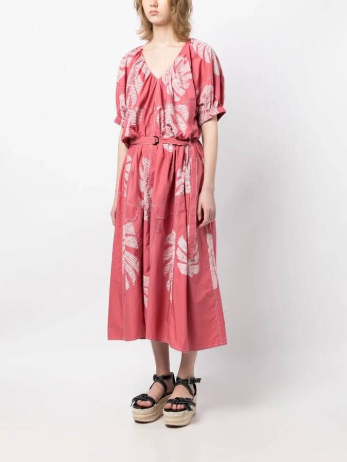 LOVEBIRDS Midi-jurk met bladapplicatie Roze