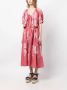 LOVEBIRDS Midi-jurk met bladapplicatie Roze - Thumbnail 3
