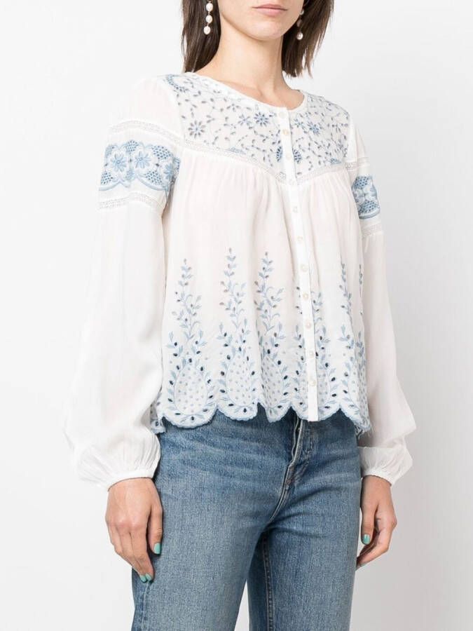 LoveShackFancy Blouse met borduurwerk Wit