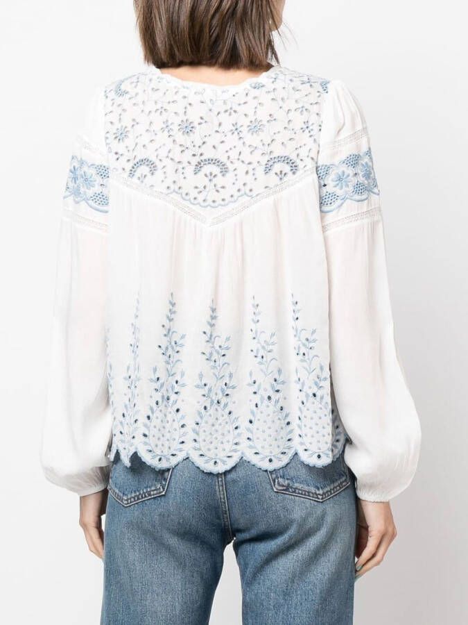 LoveShackFancy Blouse met borduurwerk Wit