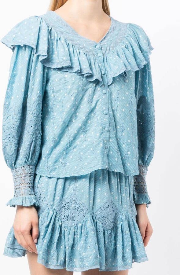 LoveShackFancy Broderie anglaise blouse Blauw