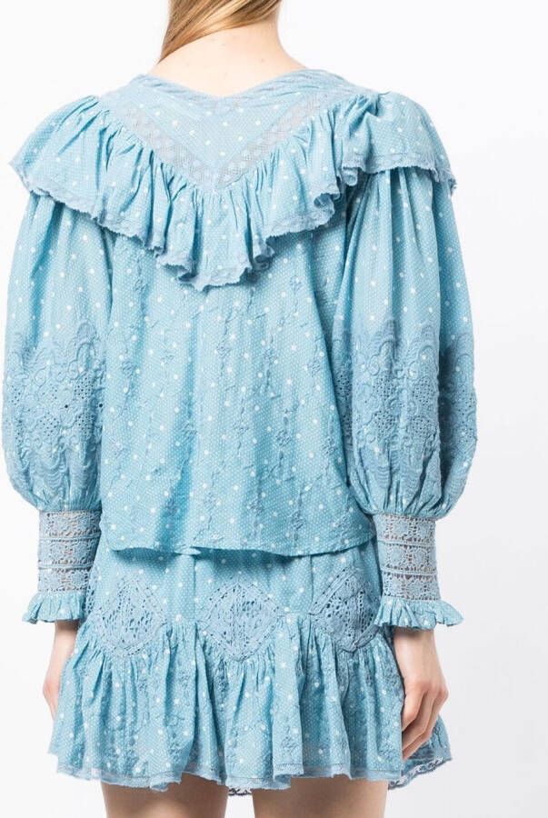 LoveShackFancy Broderie anglaise blouse Blauw