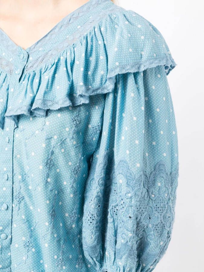 LoveShackFancy Broderie anglaise blouse Blauw