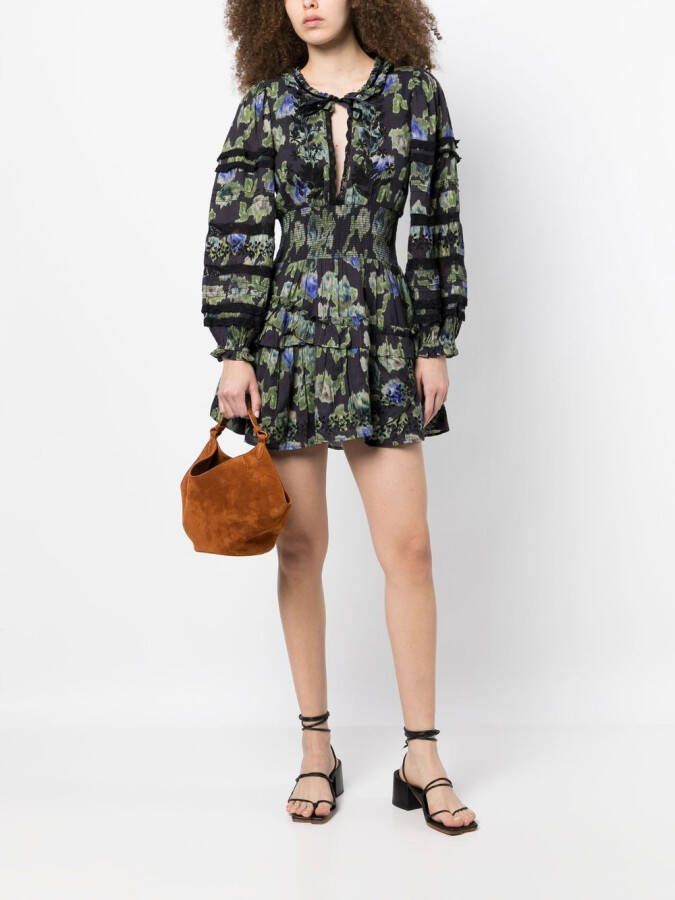 LoveShackFancy Mini-jurk met print Blauw