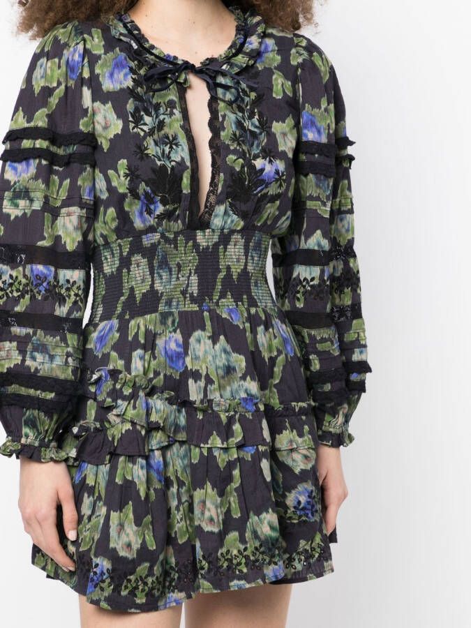 LoveShackFancy Mini-jurk met print Blauw