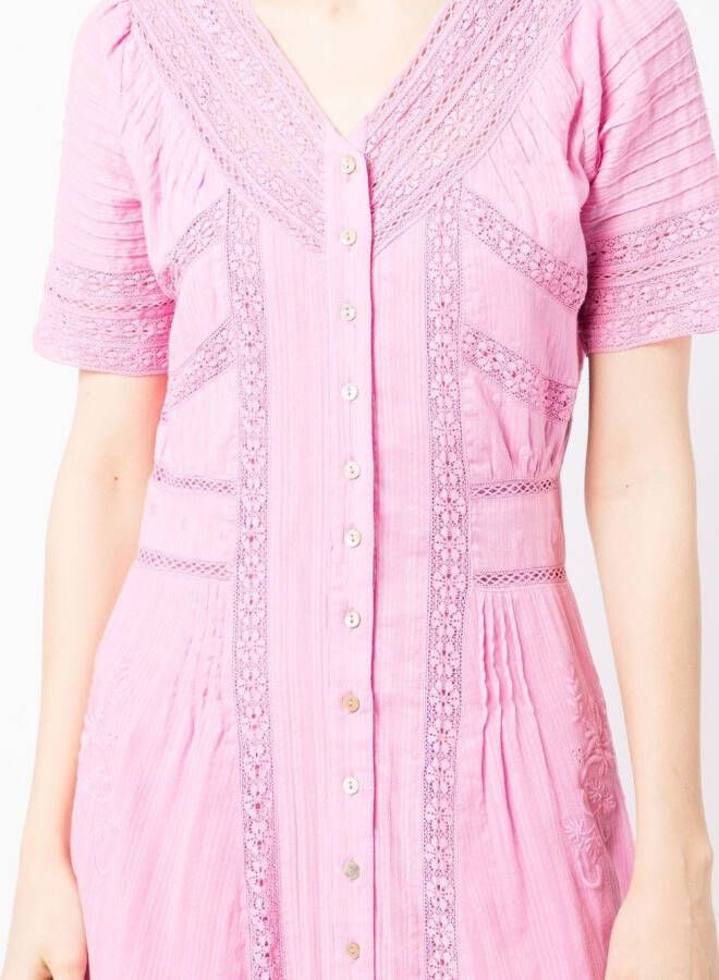 LoveShackFancy Midi-jurk met borduurwerk Roze