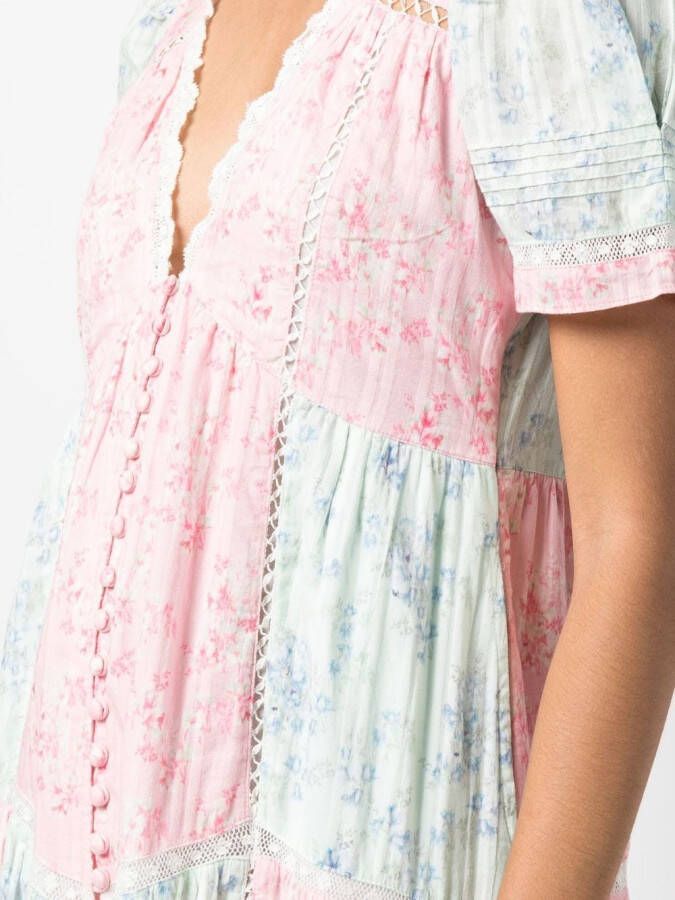 LoveShackFancy Midi-jurk met bloemenprint Roze