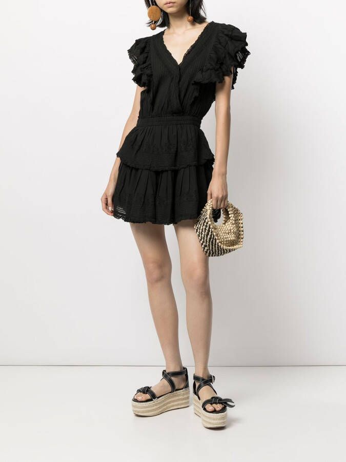 LoveShackFancy Mini-jurk met ruches Zwart