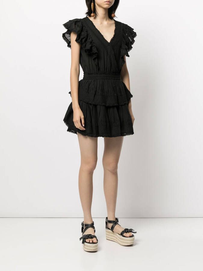 LoveShackFancy Mini-jurk met ruches Zwart
