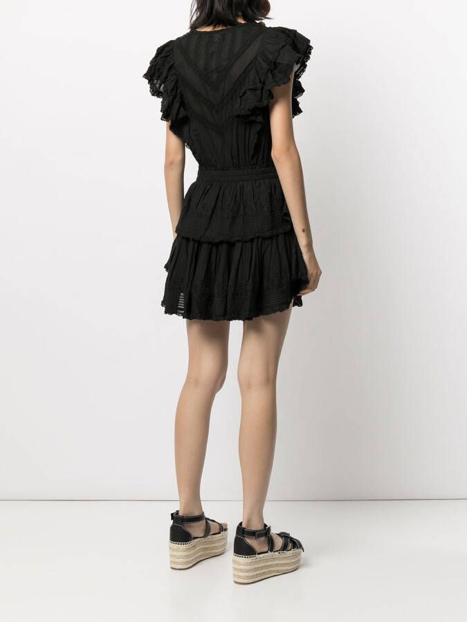 LoveShackFancy Mini-jurk met ruches Zwart