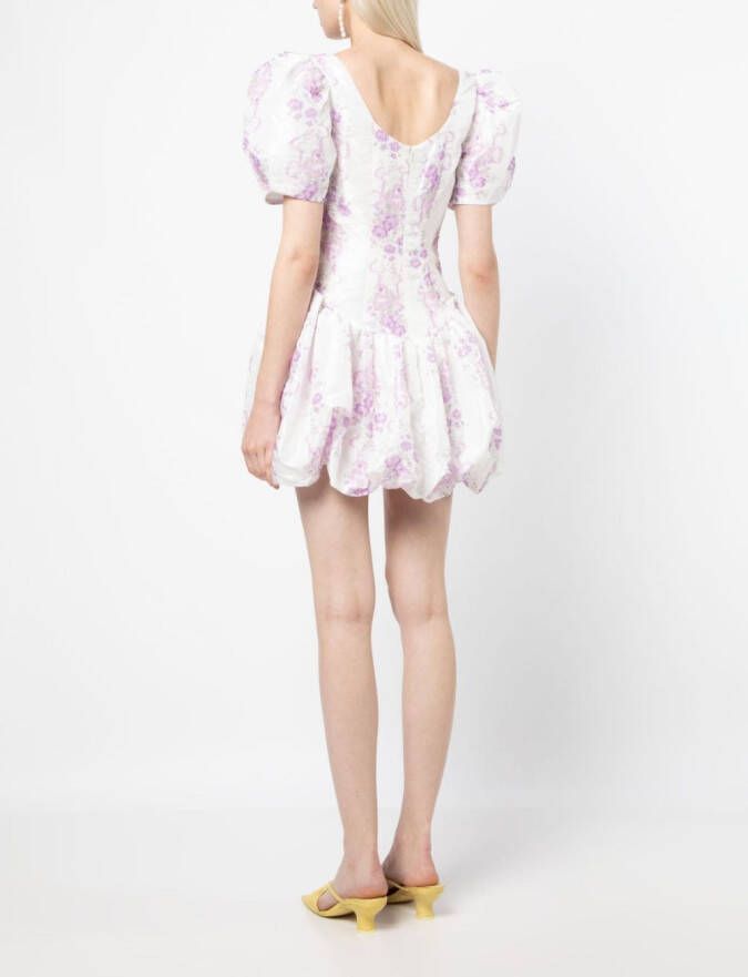 LoveShackFancy Mini-jurk met korte mouwen Wit