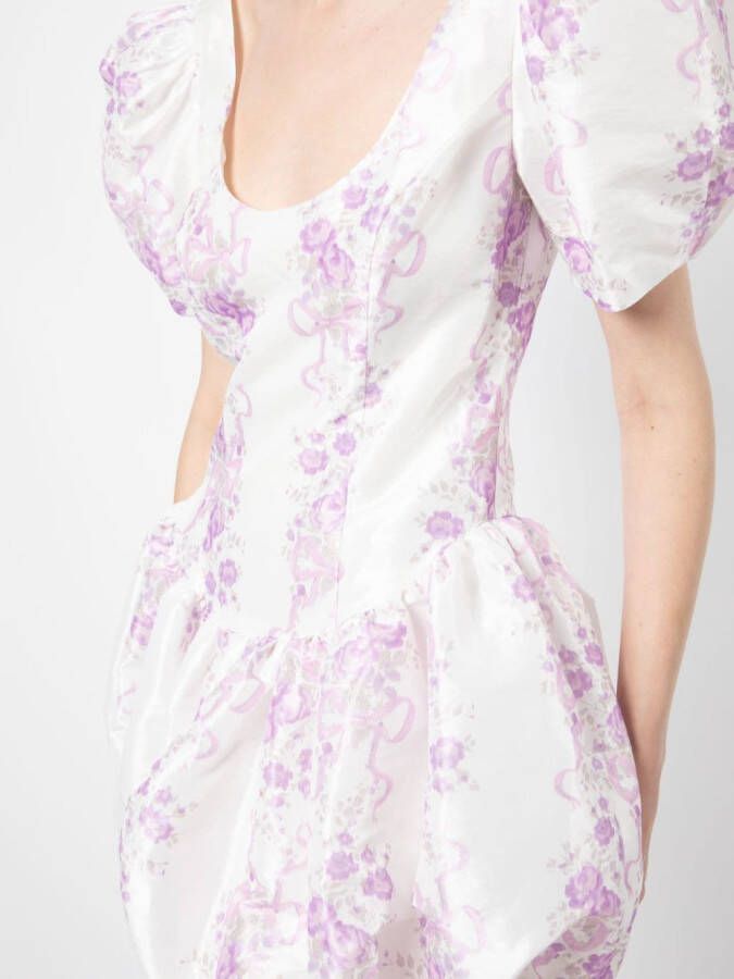 LoveShackFancy Mini-jurk met korte mouwen Wit