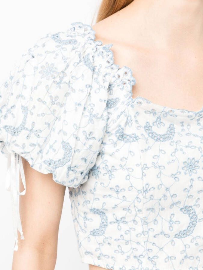 LoveShackFancy Top met broderie anglaise Wit