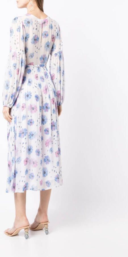 LoveShackFancy Wikkeljurk met bloemenprint Blauw