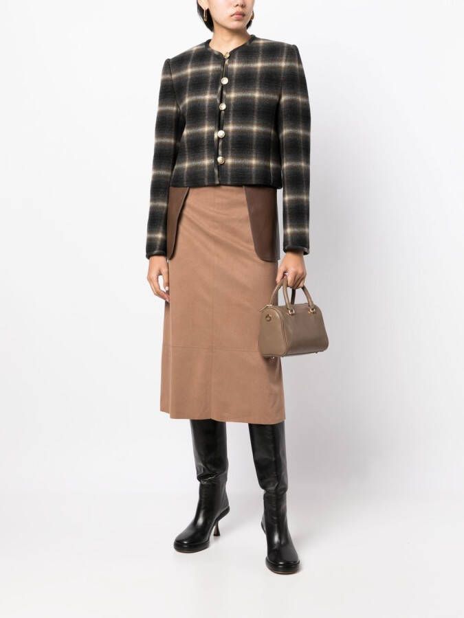Low Classic Blouse met contrasterend vlak Bruin