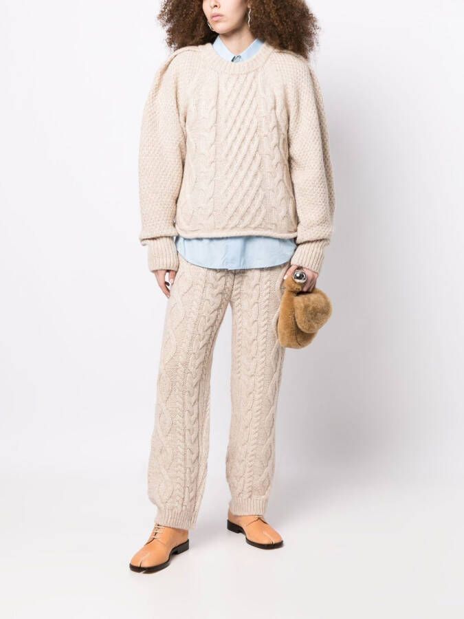 Low Classic Kabelgebreide broek Beige