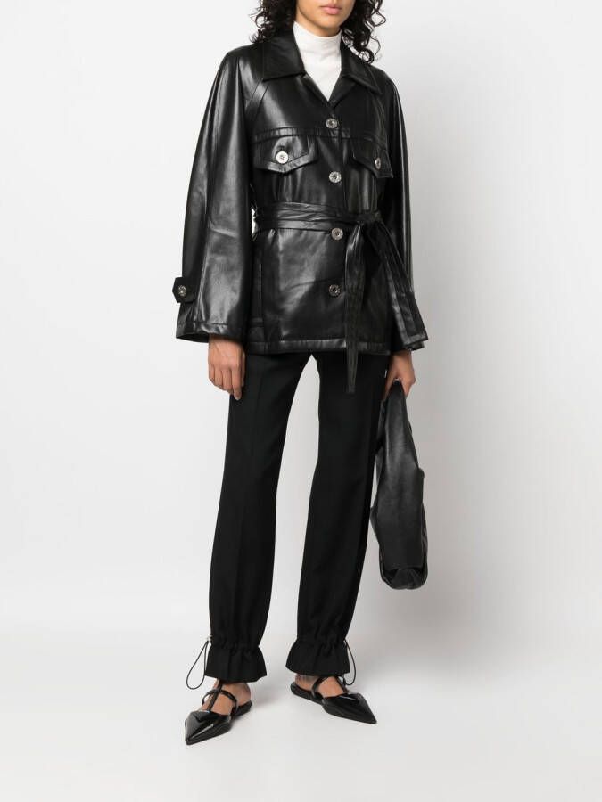Low Classic Jas met ceintuur Zwart