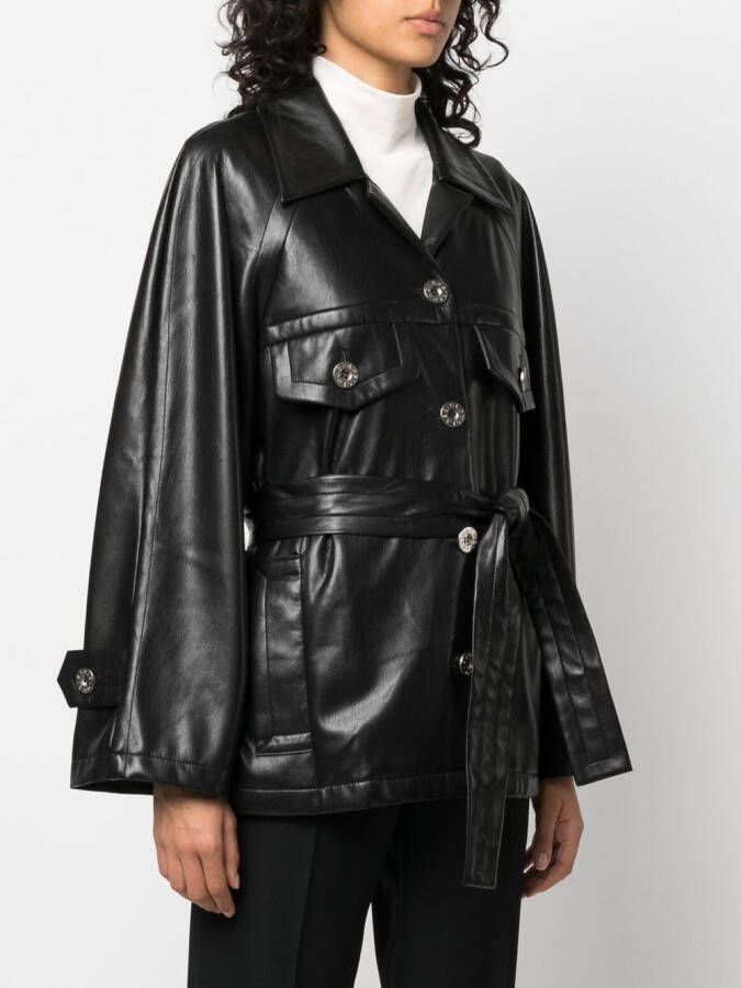 Low Classic Jas met ceintuur Zwart