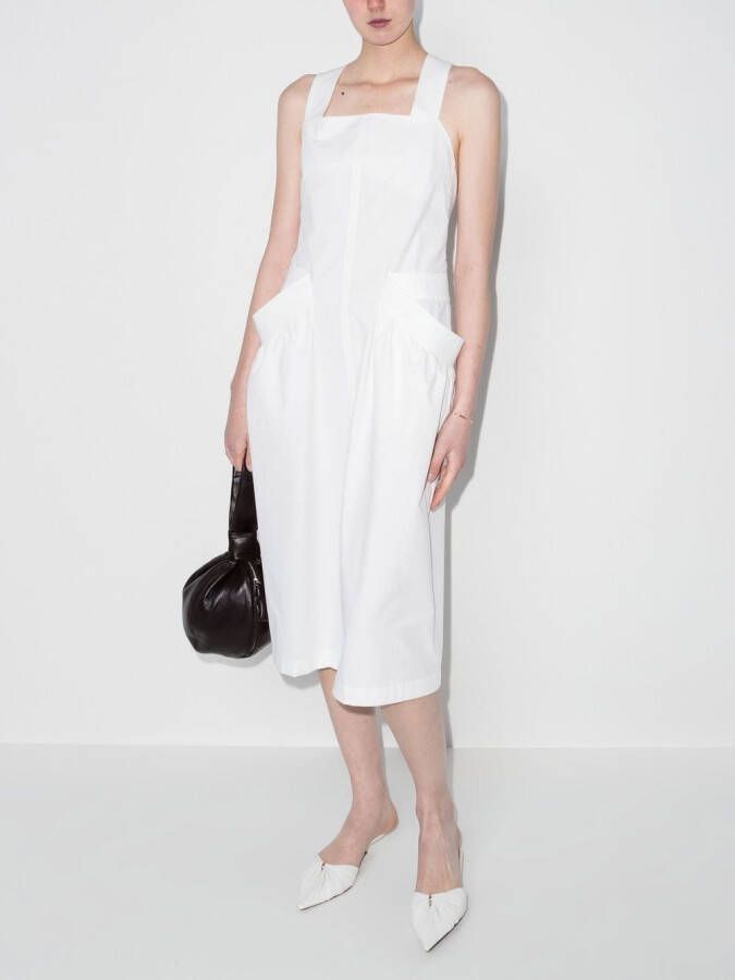 Low Classic Midi-jurk met schort-stijl Wit
