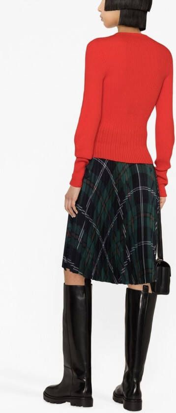 Low Classic Ribgebreide trui en bivakmuts Rood
