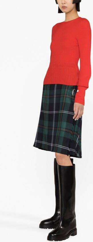 Low Classic Ribgebreide trui en bivakmuts Rood