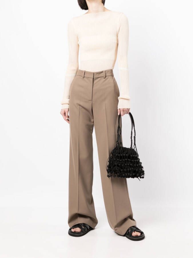 Low Classic Ribgebreide top Beige