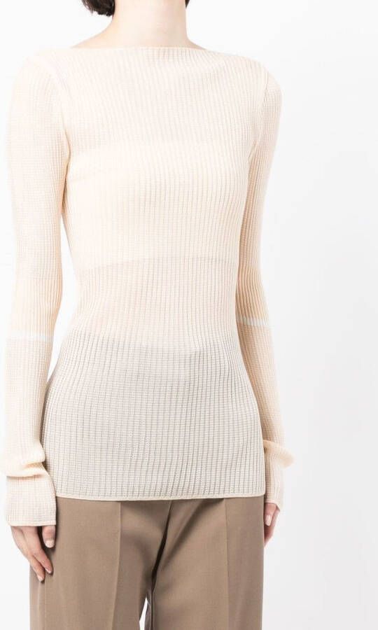 Low Classic Ribgebreide top Beige