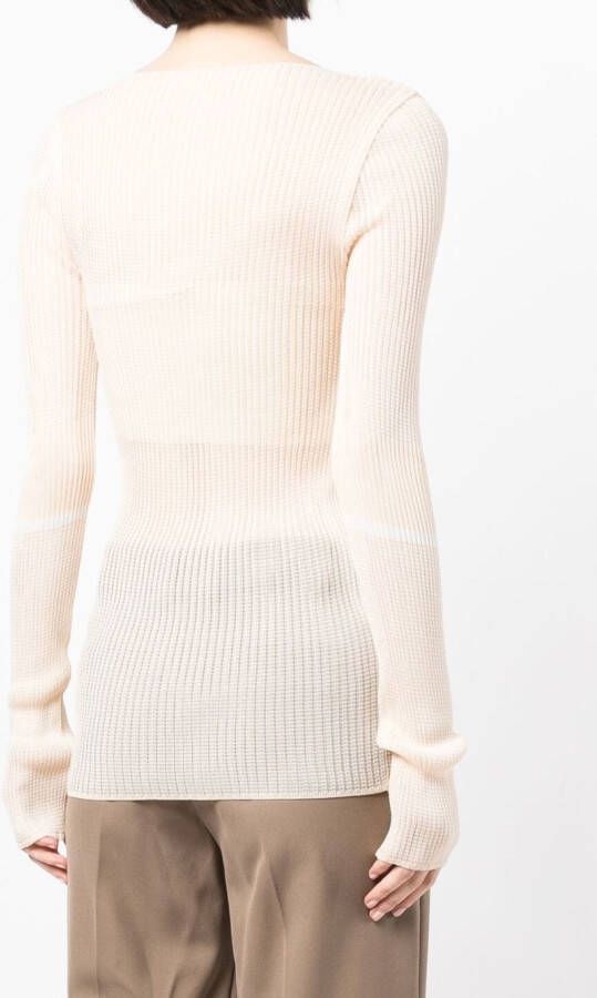 Low Classic Ribgebreide top Beige