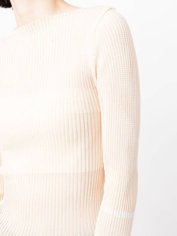 Low Classic Ribgebreide top Beige
