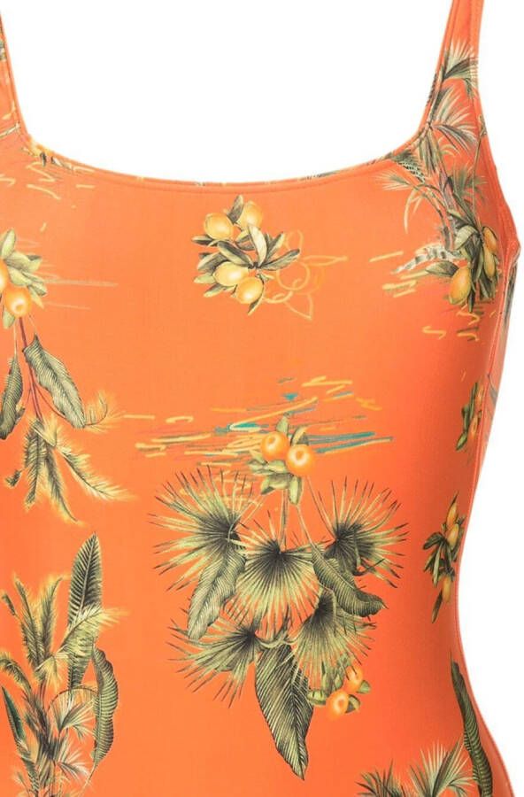 Lygia & Nanny Badpak met bloemenprint Oranje