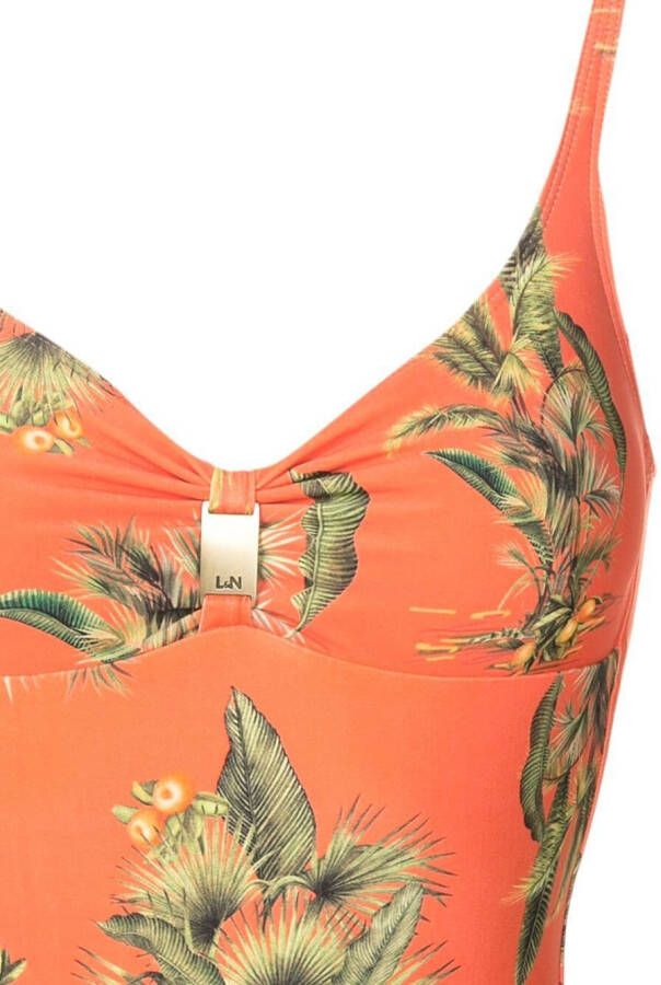 Lygia & Nanny Badpak met bloemenprint Oranje