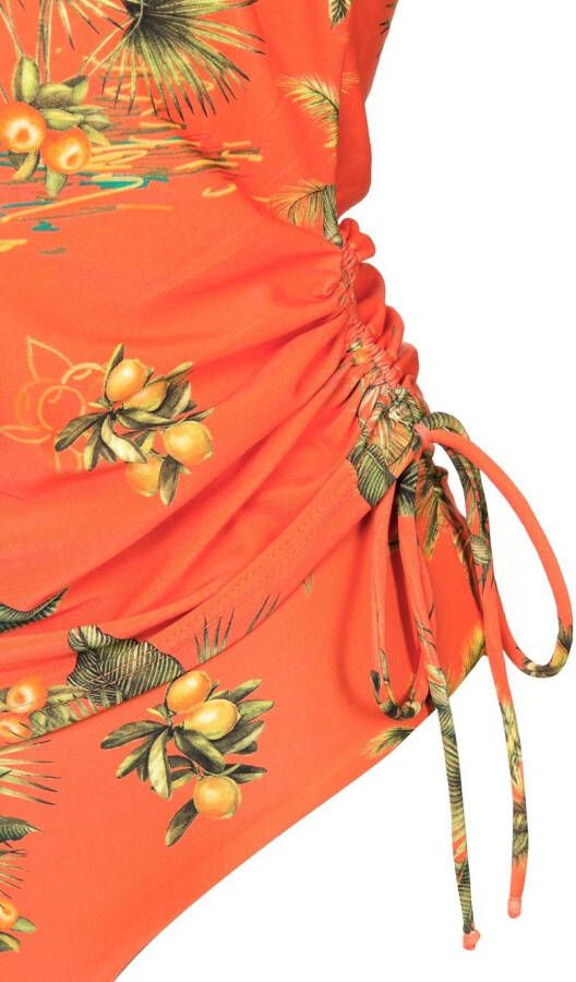 Lygia & Nanny Badpak met bloemenprint Oranje