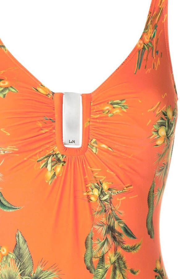 Lygia & Nanny Badpak met bloemenprint Oranje