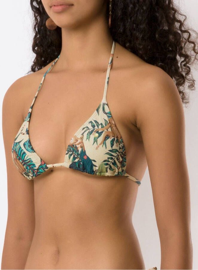 Lygia & Nanny Bikini met bladerprint Beige