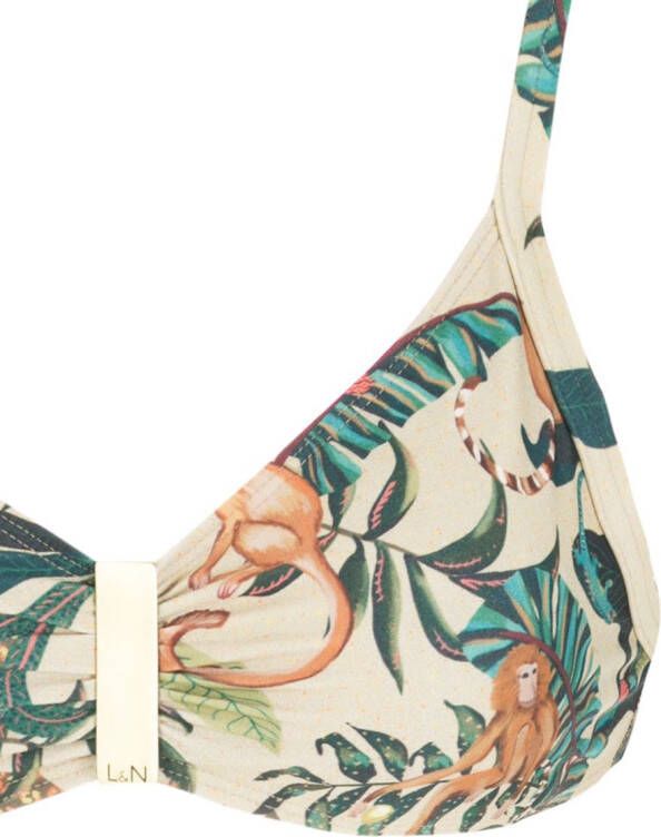 Lygia & Nanny Bikini met bladerprint Beige