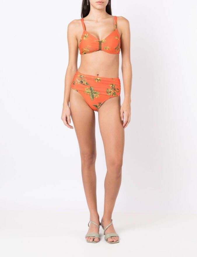 Lygia & Nanny Bikinislip met bloemenprint Oranje