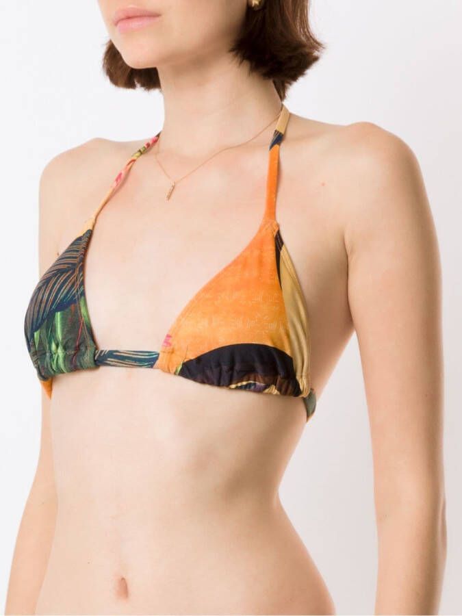 Lygia & Nanny Bikinitop met bladerprint Geel