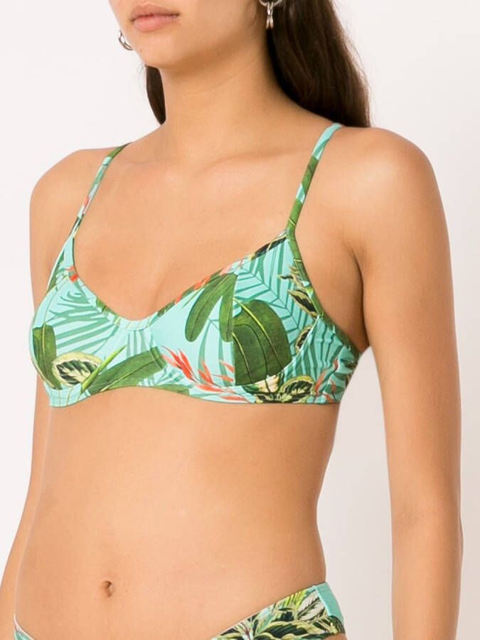 Lygia & Nanny Bikinitop met tropische print Groen