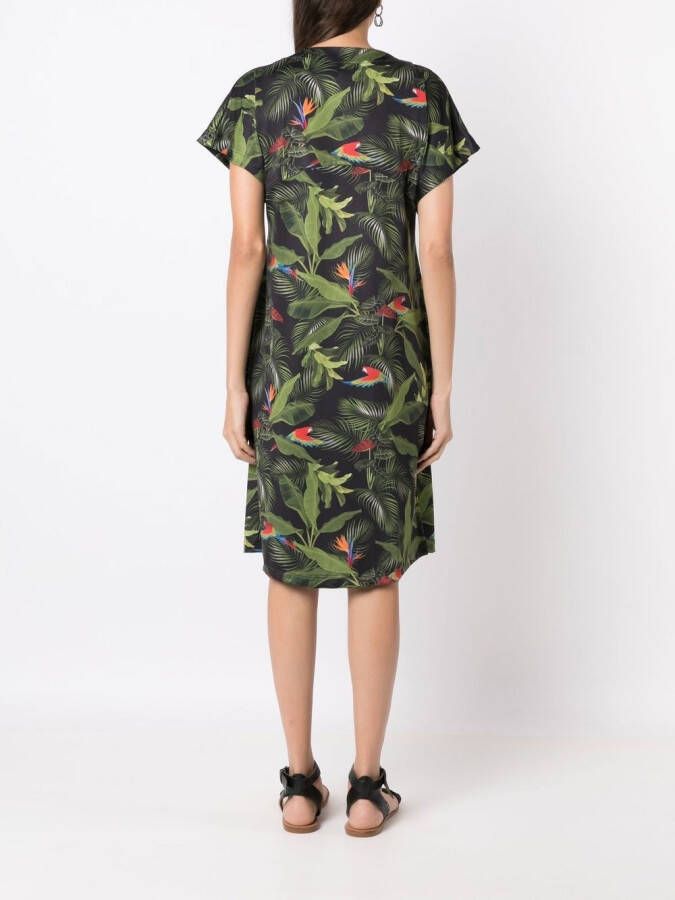 Lygia & Nanny Midi-jurk met botanische print Groen