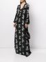 Macgraw Maxi-jurk met roosprint Zwart - Thumbnail 2