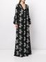 Macgraw Maxi-jurk met roosprint Zwart - Thumbnail 3