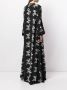 Macgraw Maxi-jurk met roosprint Zwart - Thumbnail 4