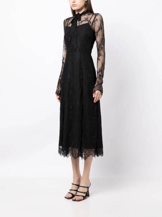 Macgraw Midi-jurk met kant Zwart