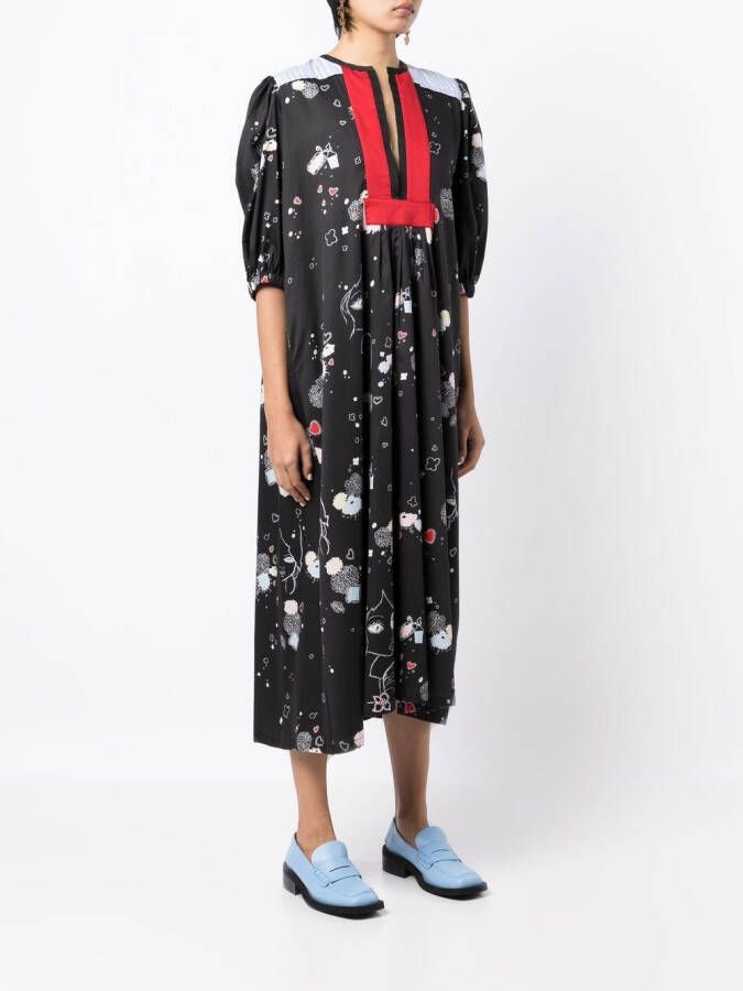 Macgraw Midi-jurk met print Zwart