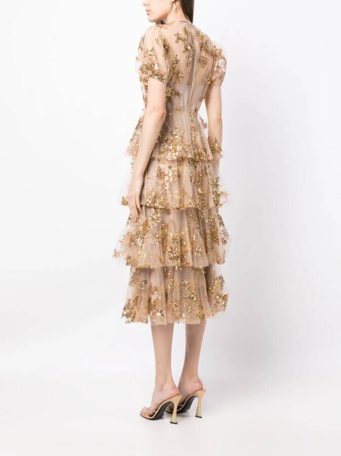 Macgraw Midi-jurk verfraaid met pailletten Goud